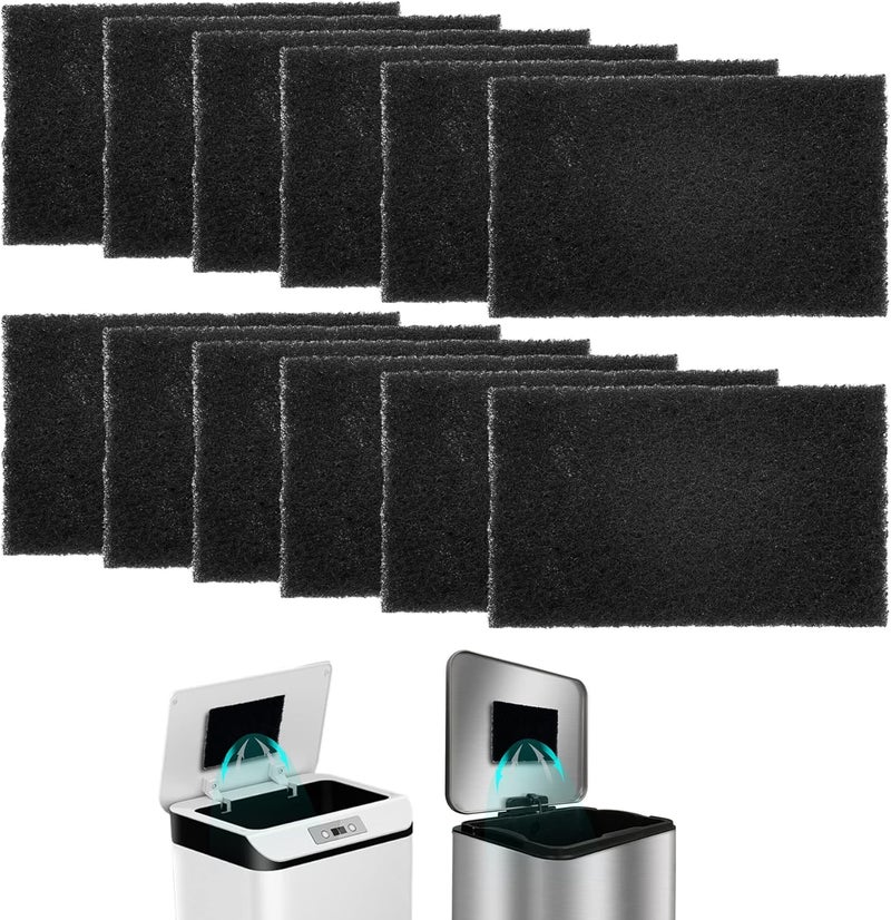 ShuRex 12-Pack Universal Stick-on Trash Can Odor Absorbing Filters, Activated Charcoal Purifying Deodorizer for Trash Cans, Compost Buckets, Countertop and Recycle Bins (Rectangle) - Image 1